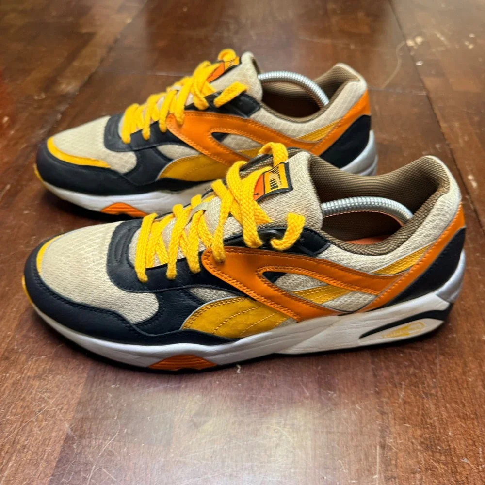 Puma Trinomic R698 Sneakers Mens 11.5 Orange‎ Yellow Black 358014 01